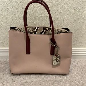 Kate Spade Margaux Embossed Snake Large Satchel - Pale Velum/Mulberry
